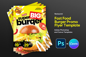 Fast Food Promo Flyer | Canva & PSD, a Flyer Template by Vintage Impressions