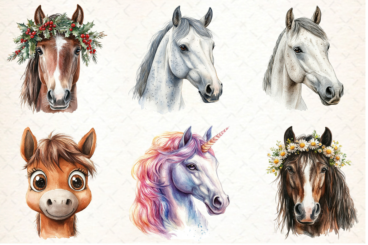 Watercolor Horse Face Sublimation, an Animal Illustration by DreamCafeArt (Photo 3 of 4)