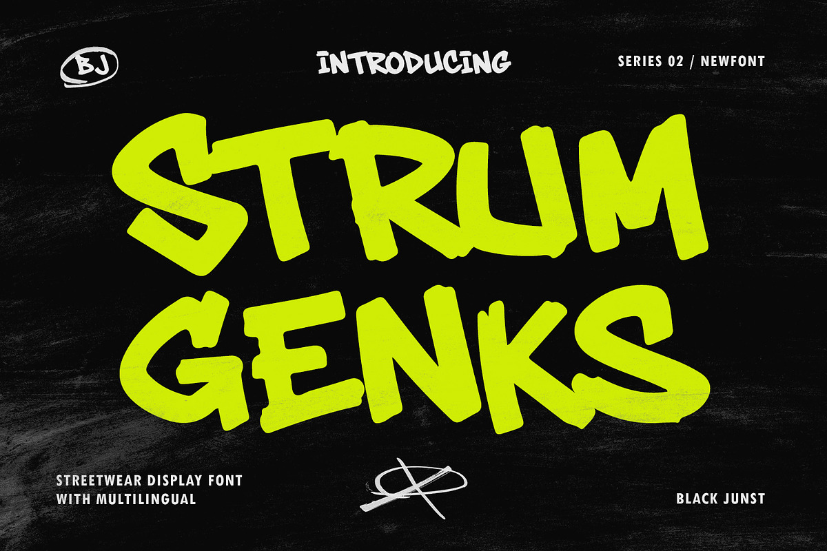 Strum Genks – Graffiti Display, a Handwritten Font by Black Junst (Photo 1 of 7)