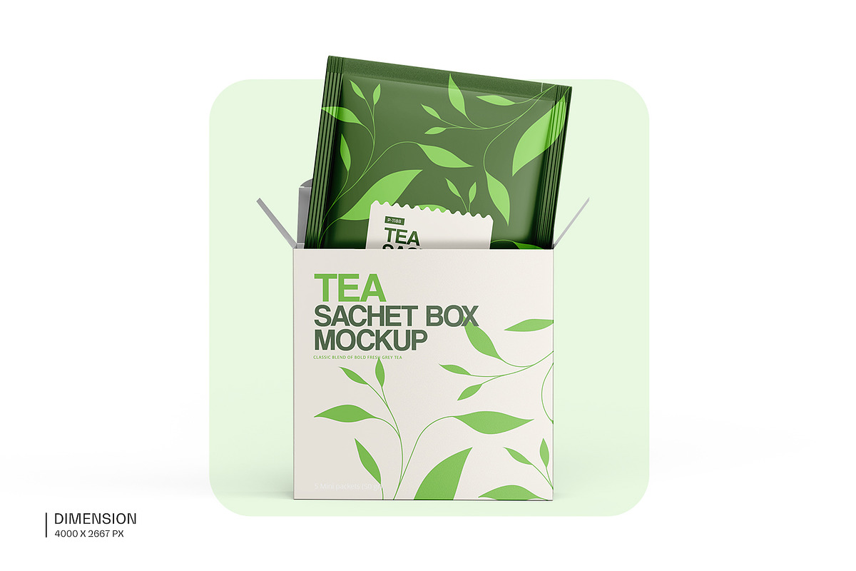 Tea Sachets with Box Mockup, a Packaging Mockup by Ram Studio (Photo 17 of 27)