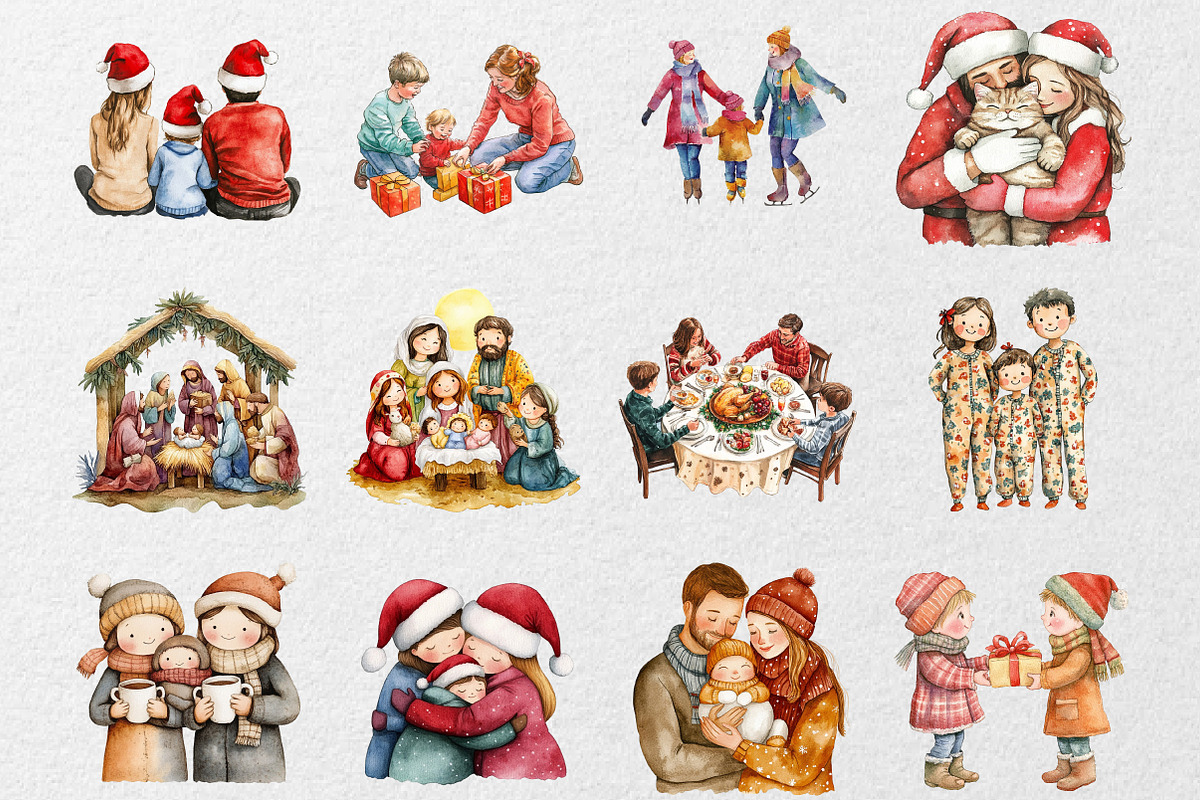 Christmas Family Clipart, an Illustration by DreamCafeArt (Photo 3 of 5)