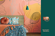 King Size Bed With Wallpaper Mockup, a Household Mockup by Designertale (Thumbnail 4 of 6)