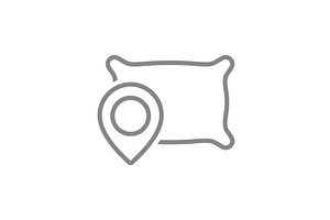 Pillow with location pin line icon, an Object Illustration by GraphiShop