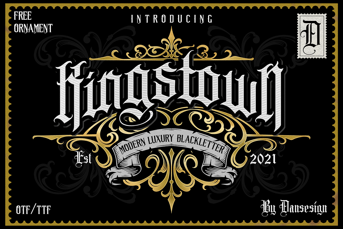 KINGSTOWN, a Blackletter Font by dansdesign (Photo 1 of 10)