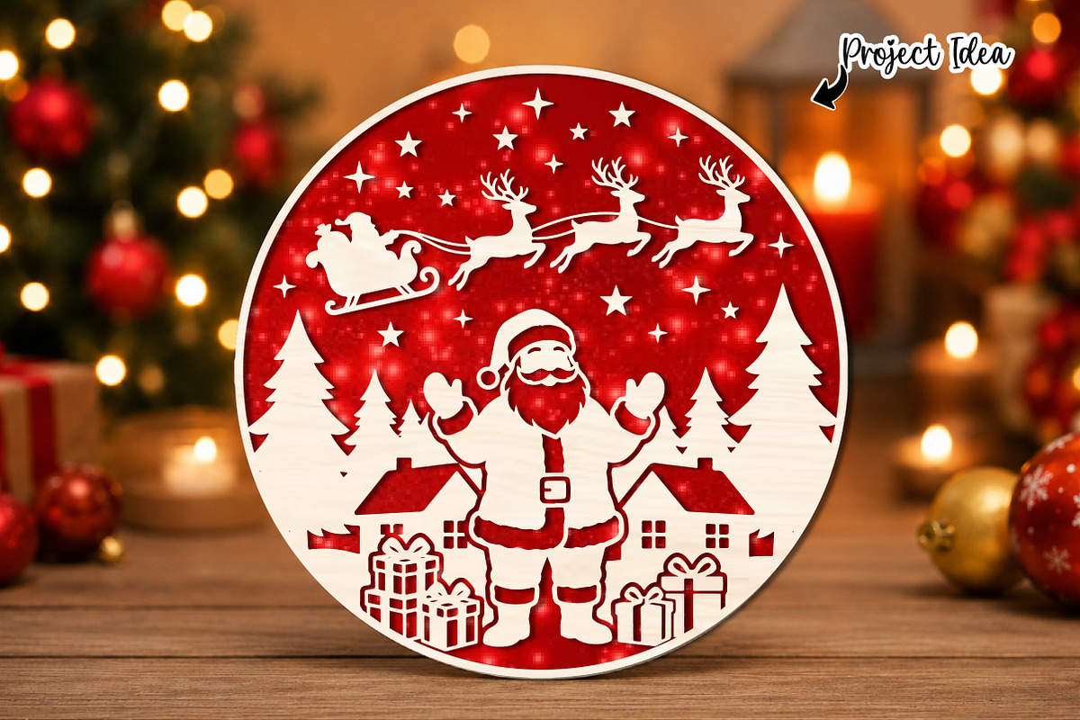 Santa Claus Christmas Round Sign SVG, an Object Graphic by OK Design (Photo 1 of 3)