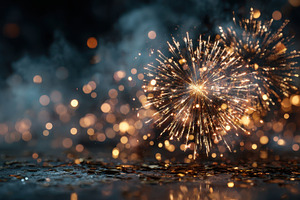 Golden Fireworks Sparkle Celebration, a Photo by Pixeness Studio