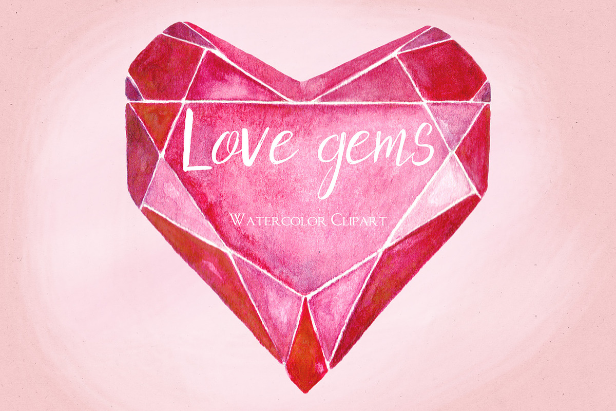 Hearts gems. Valentine clipart, an Illustration by LABFcreations (Photo 5 of 9)