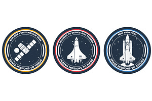 Space Mission Badge With Shuttle