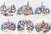 Christmas Village Clipart Design, an Illustration by Moon Studio (Thumbnail 4 of 11)
