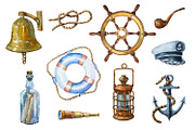 Watercolor nautical illustration, an Object Illustration by AkvarelRiver (Thumbnail 2 of 18)