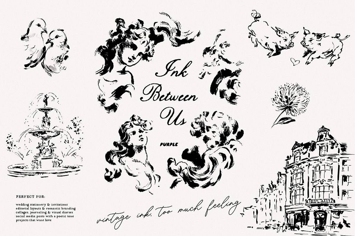 Ink Between Us - Romantic Line Art, a Decorative Illustration by Purple (Photo 7 of 17)