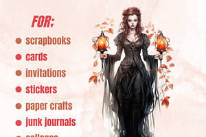 Watercolor Gothic Fall Clipart