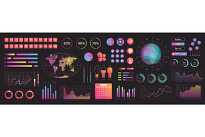 Neon interface elements kit ui icons, an Object Illustration by Lemberg Vector