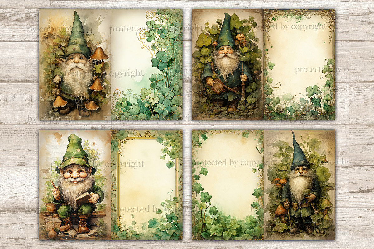 St. Patricks Day Gnomes Junk Journal, a Seasonal Illustration by GlamArtZhanna (Photo 3 of 10)