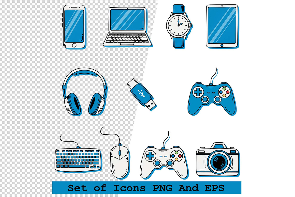 Set of technology gadget icon vector, an Icon by one-touch