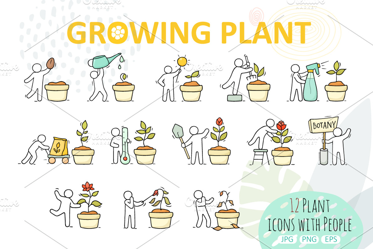 Cartoon icons - People grow a plant, an Icon by Sapunkele (Photo 1 of 3)