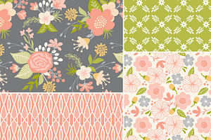 Vintage Floral Vector Patterns