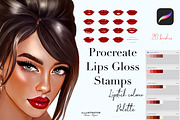 Procreate lips gloss stamps, a Brush Add-On by MajorArtTm (Thumbnail 1 of 4)