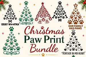 Christmas Paw Print PNG Bundle, a Seasonal Illustration by Tanya Kart