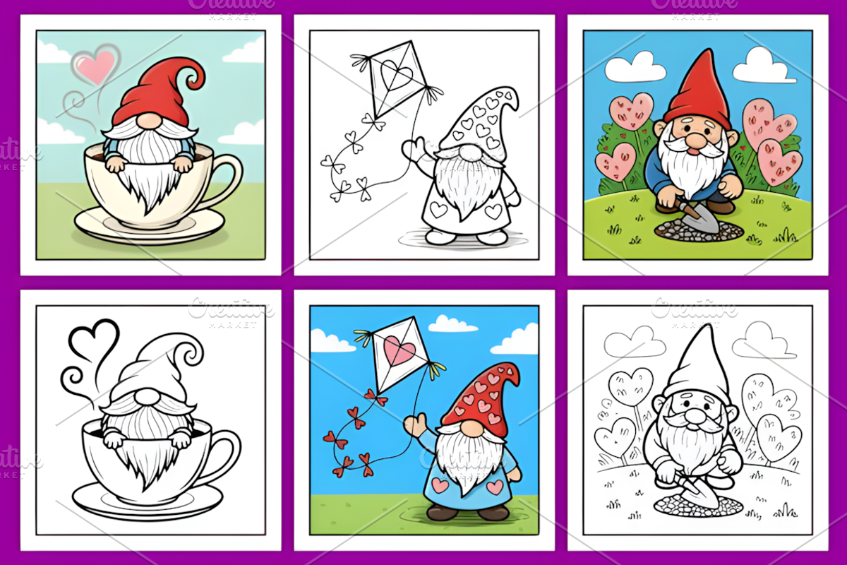 Love Gnome Day Coloring Pages, a Decorative Illustration by Coco Bloom (Photo 4 of 5)