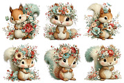 Whimsical Floral Squirrel Clipart, an Illustration by Daily.Designs (Thumbnail 5 of 5)
