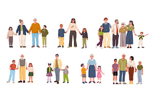 Happy family with kids, parents, a Person Illustration by Buch&Bee