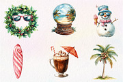 Watercolor Christmas in July Clipart, an Illustration by CreationArt (Thumbnail 9 of 9)