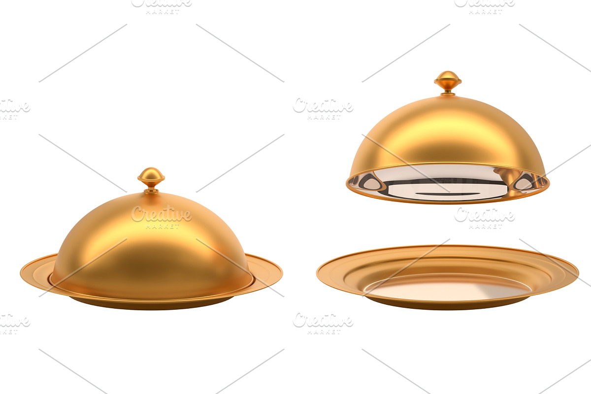 3D Gold tray with open and closed, a Food & Drink 3D Model by Marozhkastudio