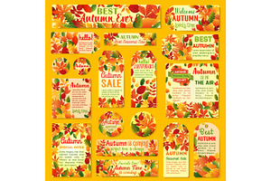 Autumn Sale Tag And Label Set With Fall Leaf