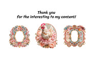Pink & Cream Vintage Rococo Clipart, a Decorative Illustration by InkyQueenArt (Thumbnail 5 of 6)