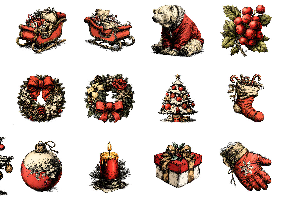 Vintage Christmas Clipart, an Illustration by Designworld (Photo 4 of 5)
