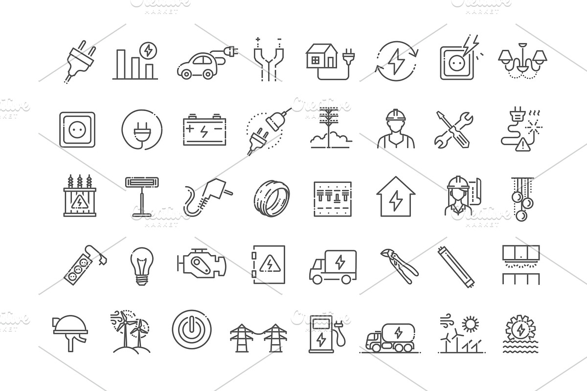 Electricity icons. Power symbols, an Object Illustration by Tettygreen (Photo 3 of 3)