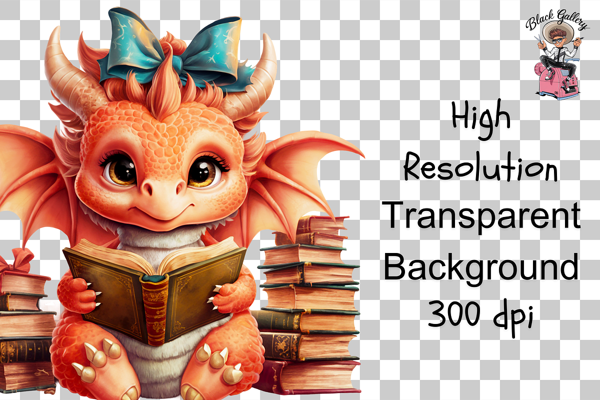 Dragon Reading Book PNG Bundle, a Graphic by Clipart Bloom (Photo 9 of 12)