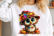 Whimsical Enjoy Autumn Owl Clipart, a Seasonal Illustration by designcity5 (Thumbnail 4 of 5)