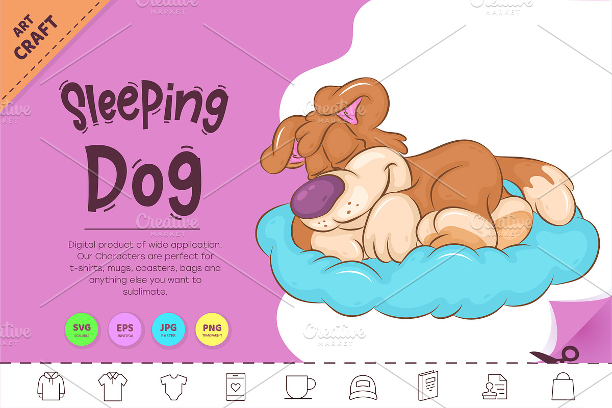 Sleeping Cartoon Dog. Clipart., an Animal Illustration by KENO Mascots (Photo 1 of 3)