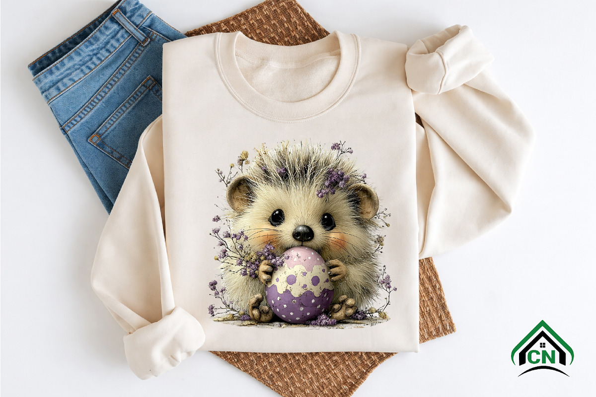 Whimsical Easter Hedgehog Clipart, an Illustration by Craft Nest (Photo 8 of 12)