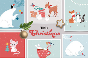 Furry Christmas - winter animals, an Animal Illustration by Marish