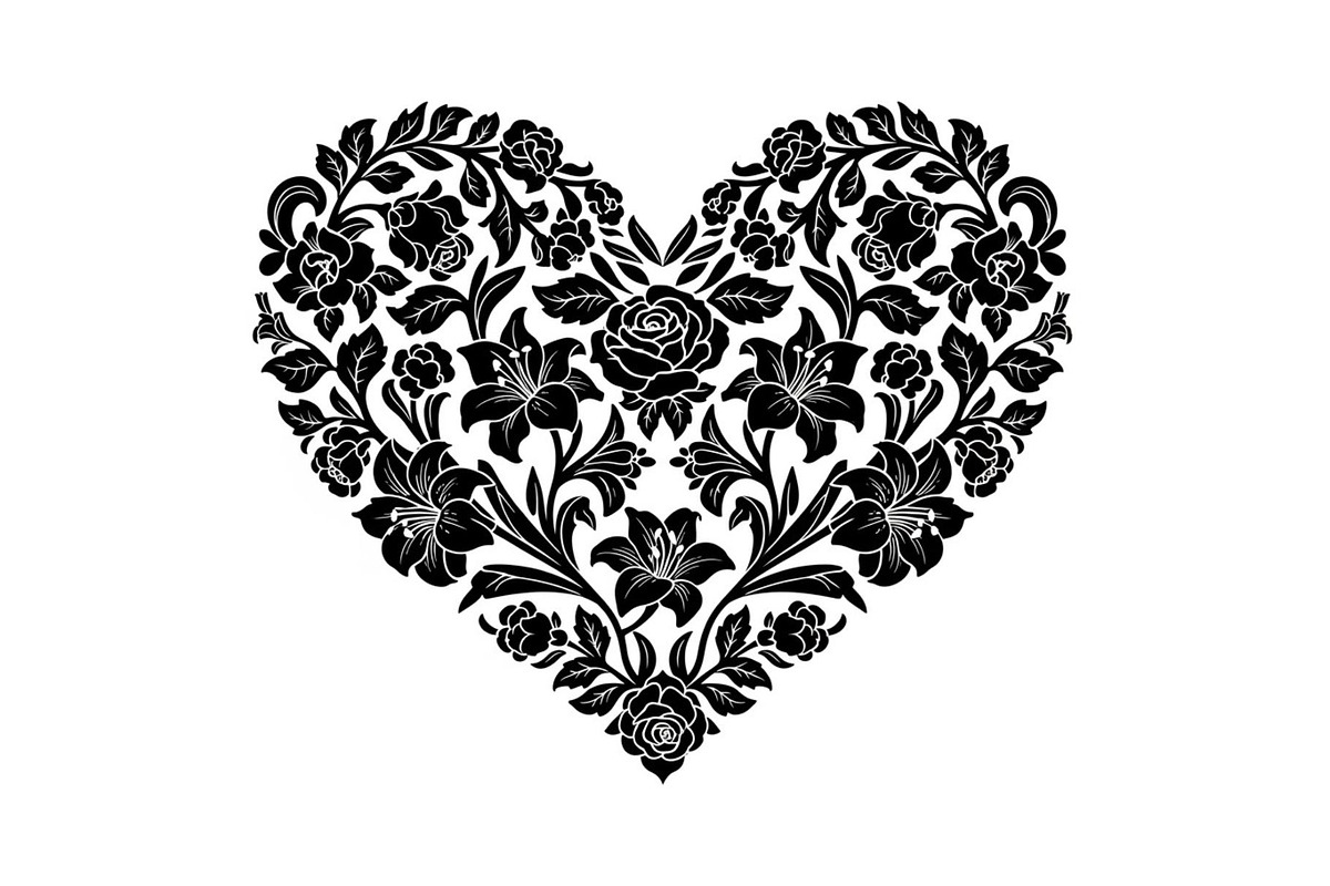 Floral Heart Frame Silhouette Pack, an Illustration by Artivon (Photo 36 of 49)