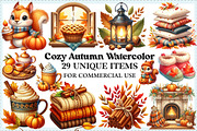 Cozy Autumn Watercolor Clipart, an Illustration by Craft Nest (Thumbnail 1 of 5)