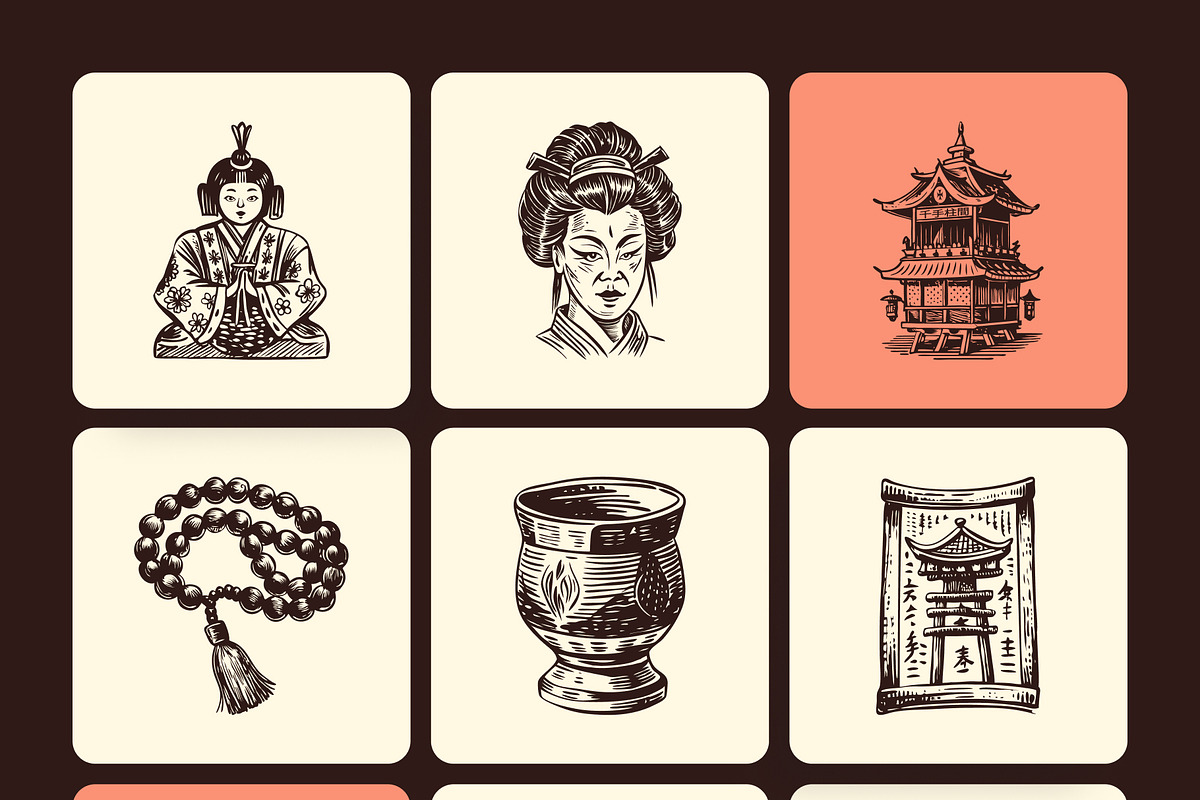 Vintage Japan Art Illustration, a Decorative Illustration by Creative Stall (Photo 8 of 10)