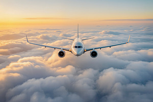 Commercial airplane flying, a Photo by rarrarorro
