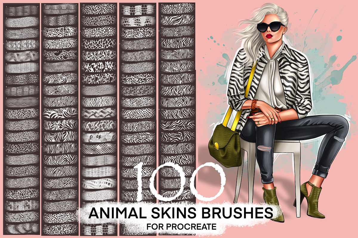 Animal print Procreate 100 brush set, a Brush Add-On by Elenbushe (Photo 1 of 7)