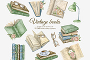 Watercolor vintage books clipart, an Education Illustration by AquarelleSpace (Thumbnail 1 of 4)