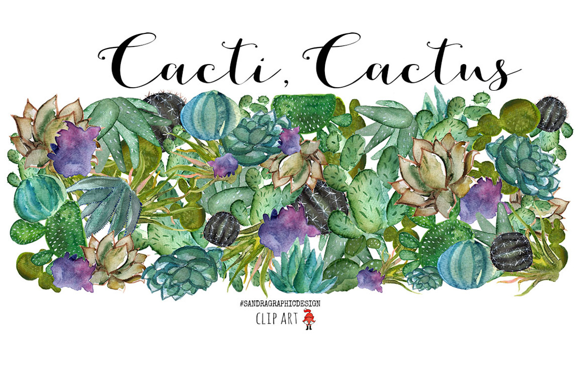 Cacti watercolor, cactus watercolor, an Illustration by SandraGraphicDesign (Photo 3 of 6)
