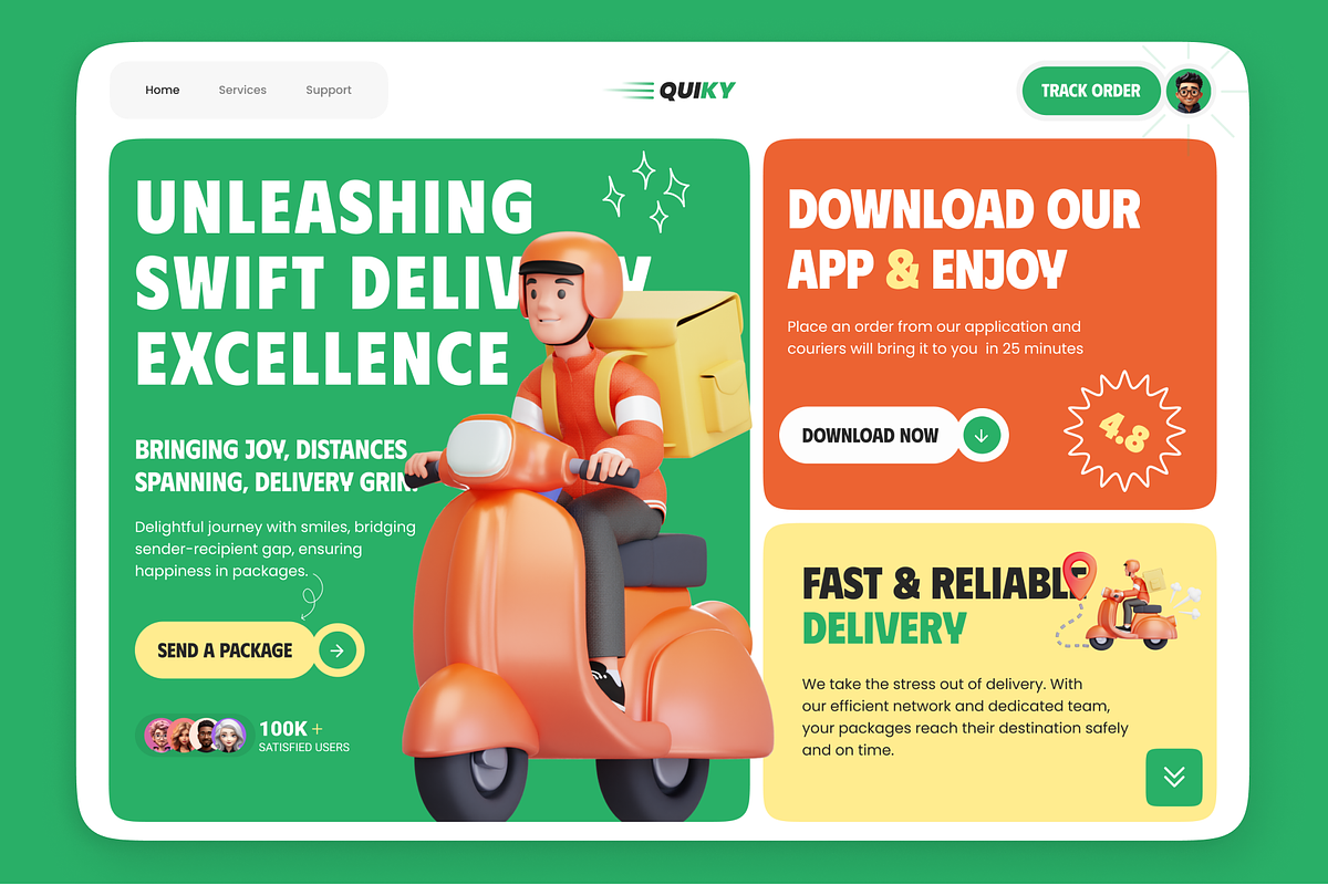 Quicky-Courier Delivery Hero Section, an UI Kit Template by nwdigitalstore (Photo 1 of 3)