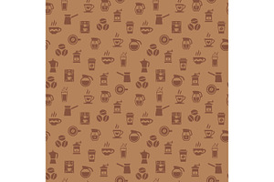 Coffee Seamless Pattern. Background With Icons.