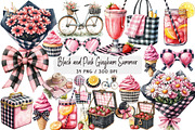 Black and Pink Gingham Summer Clipar, an Illustration by DreamArtGraphic (Thumbnail 1 of 4)