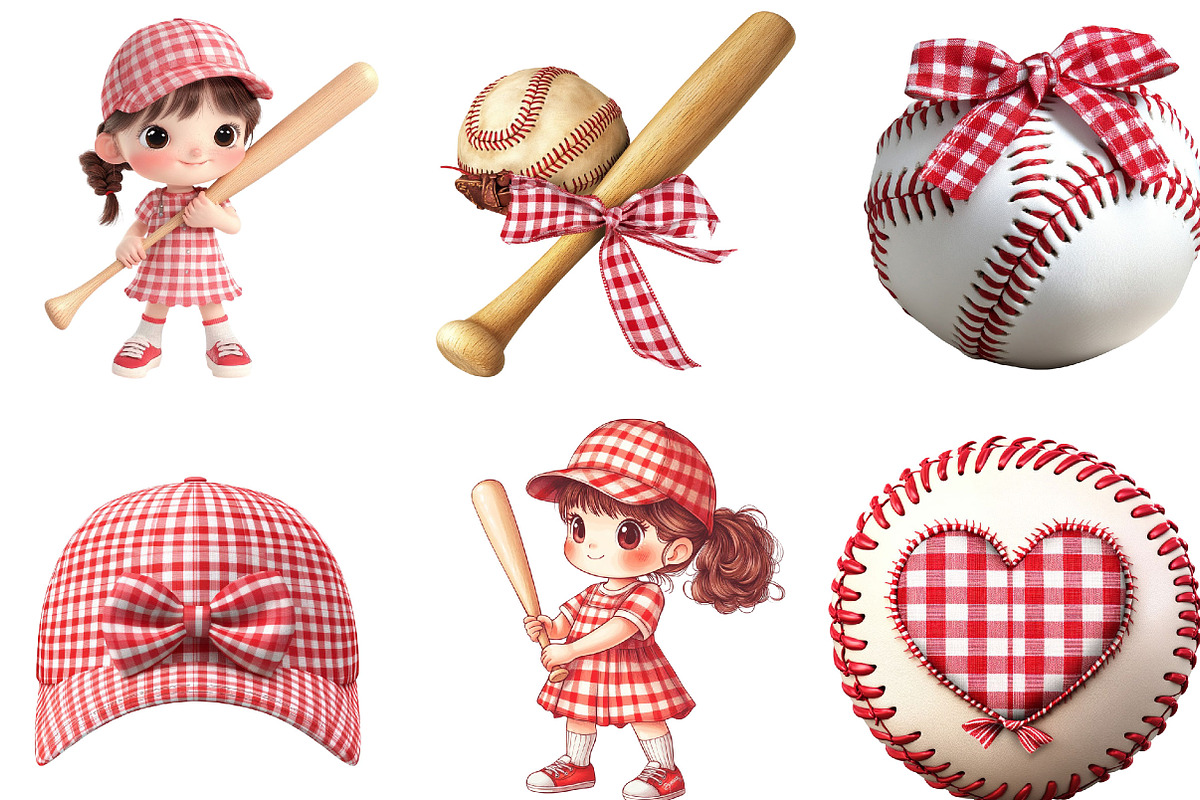 Red Gingham Baseball Clipart, a Sport Illustration by Designking (Photo 5 of 5)