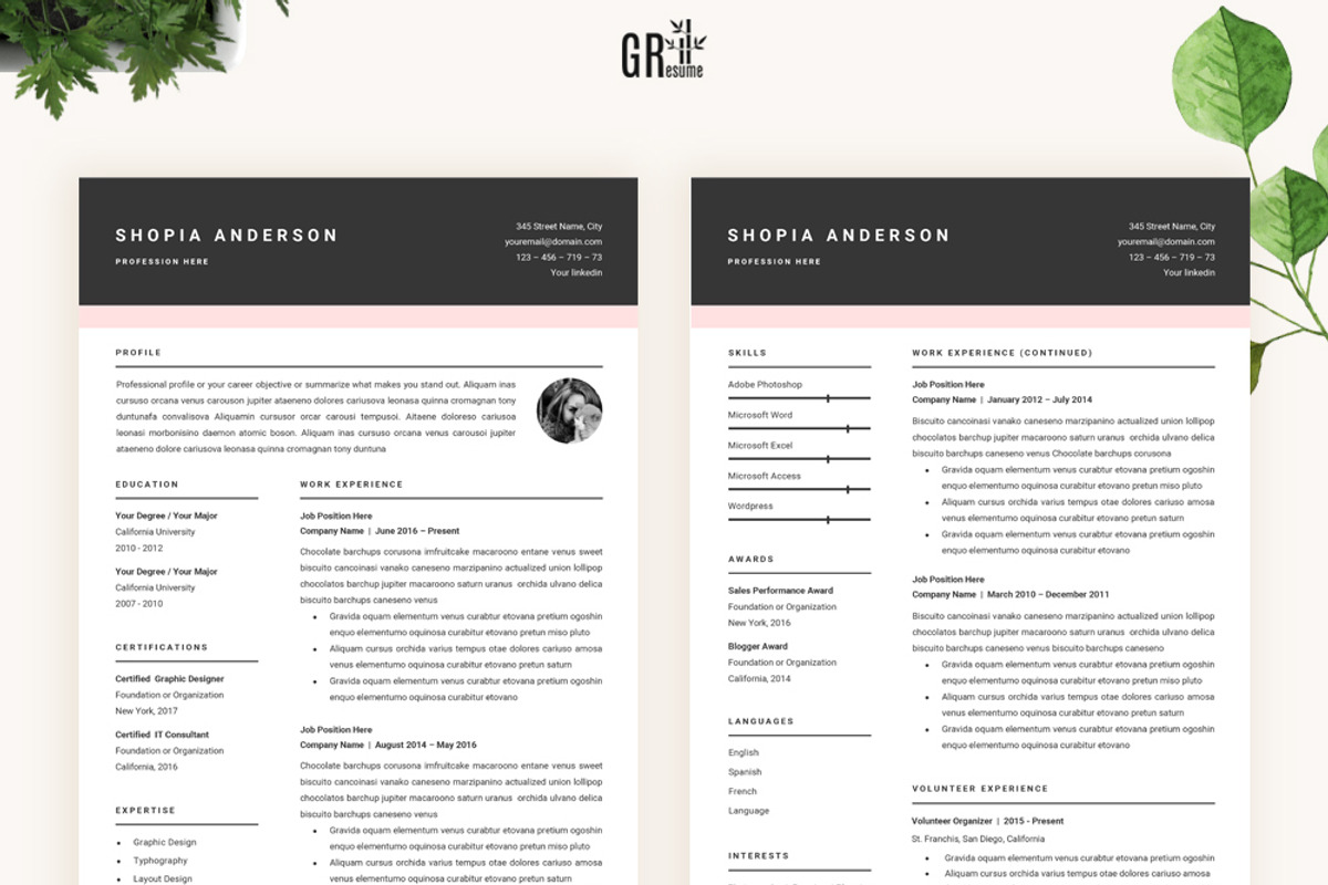 SALE Resume Template for MS Word, a Resume Template by GResume (Photo 3 of 8)