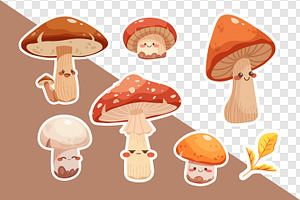 Kawaii Mushrooms Stickers